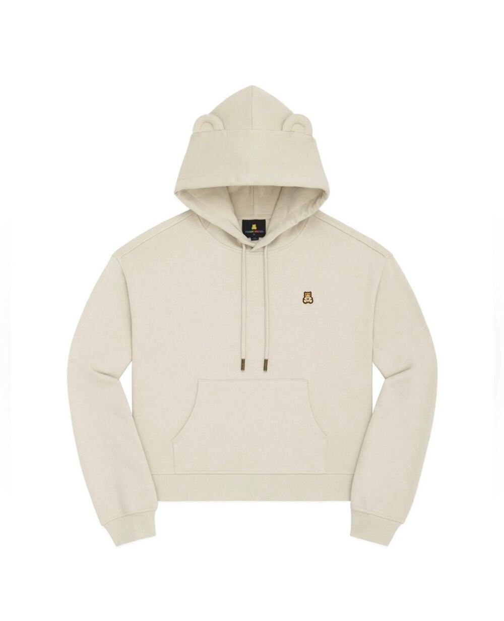 Teddy Fresh Bear Ear Crop Hoodie Cream Sz Medium